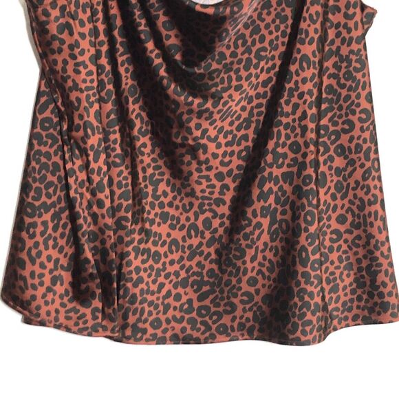 Ava Viv Cami Tank Womens 4X Black Satin Leopard Animal Print Top Adjustable New - Picture 3 of 13